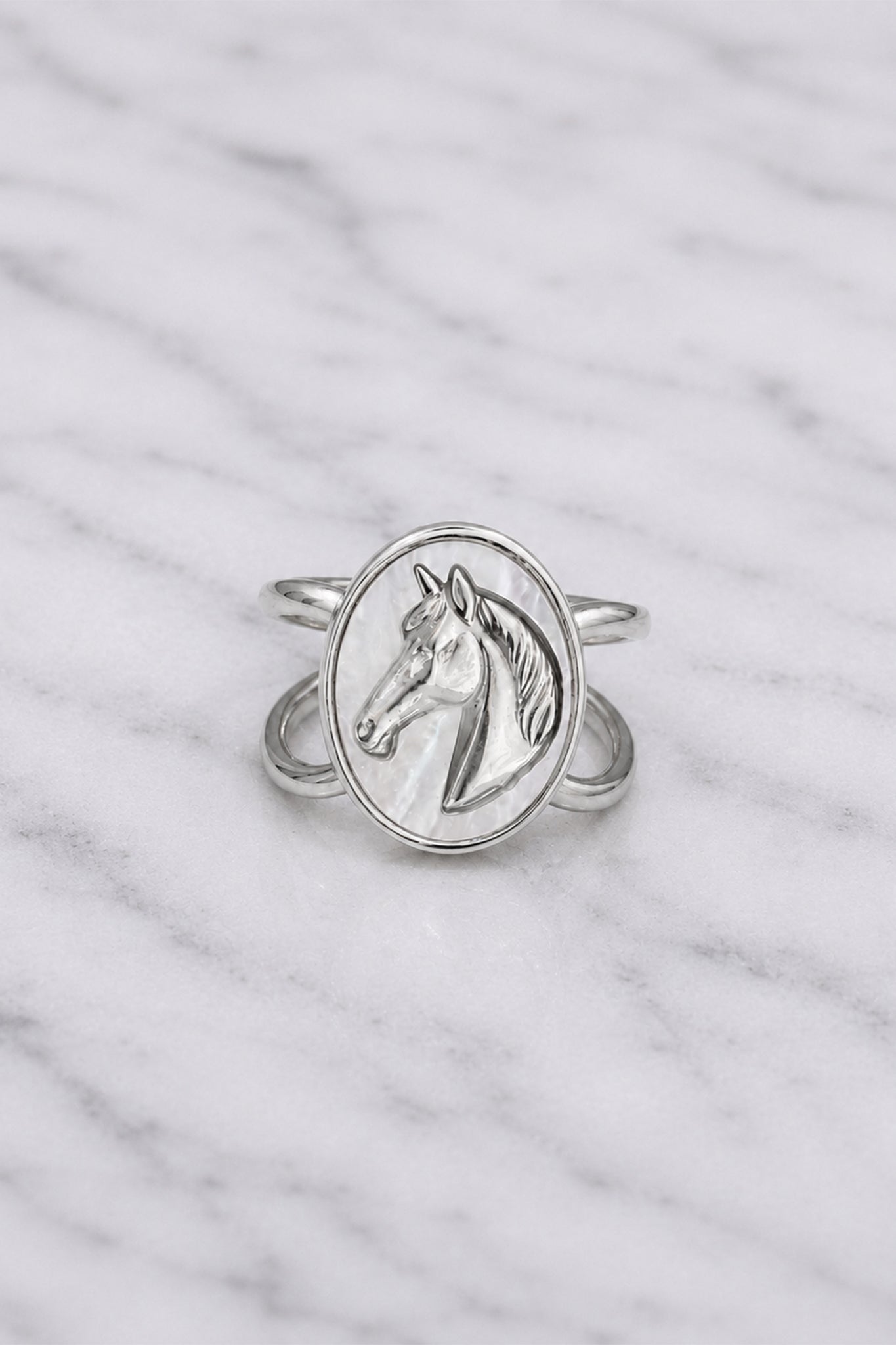 Silver Horse Head Ring