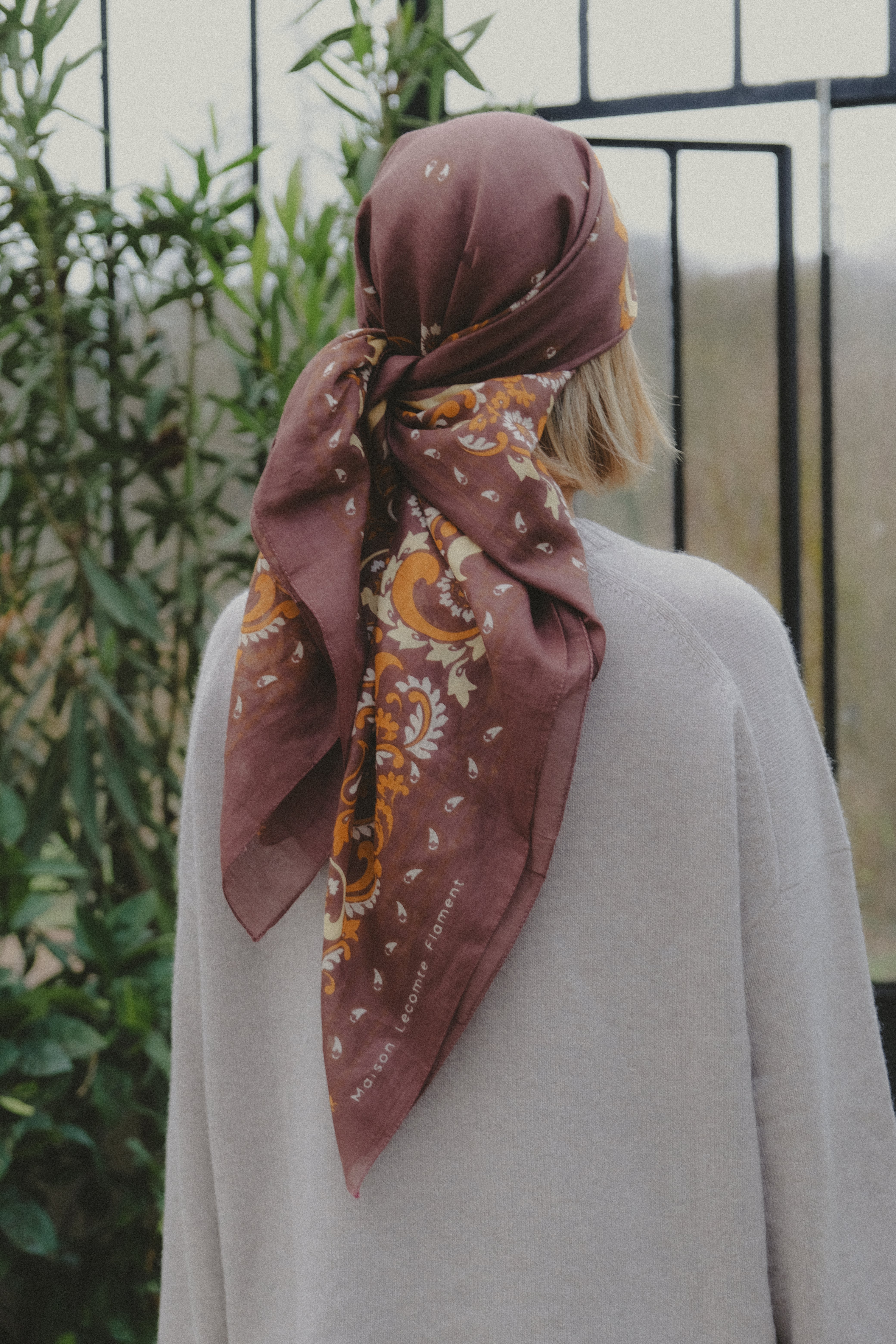 Bandana Flowers Chocolate cotton