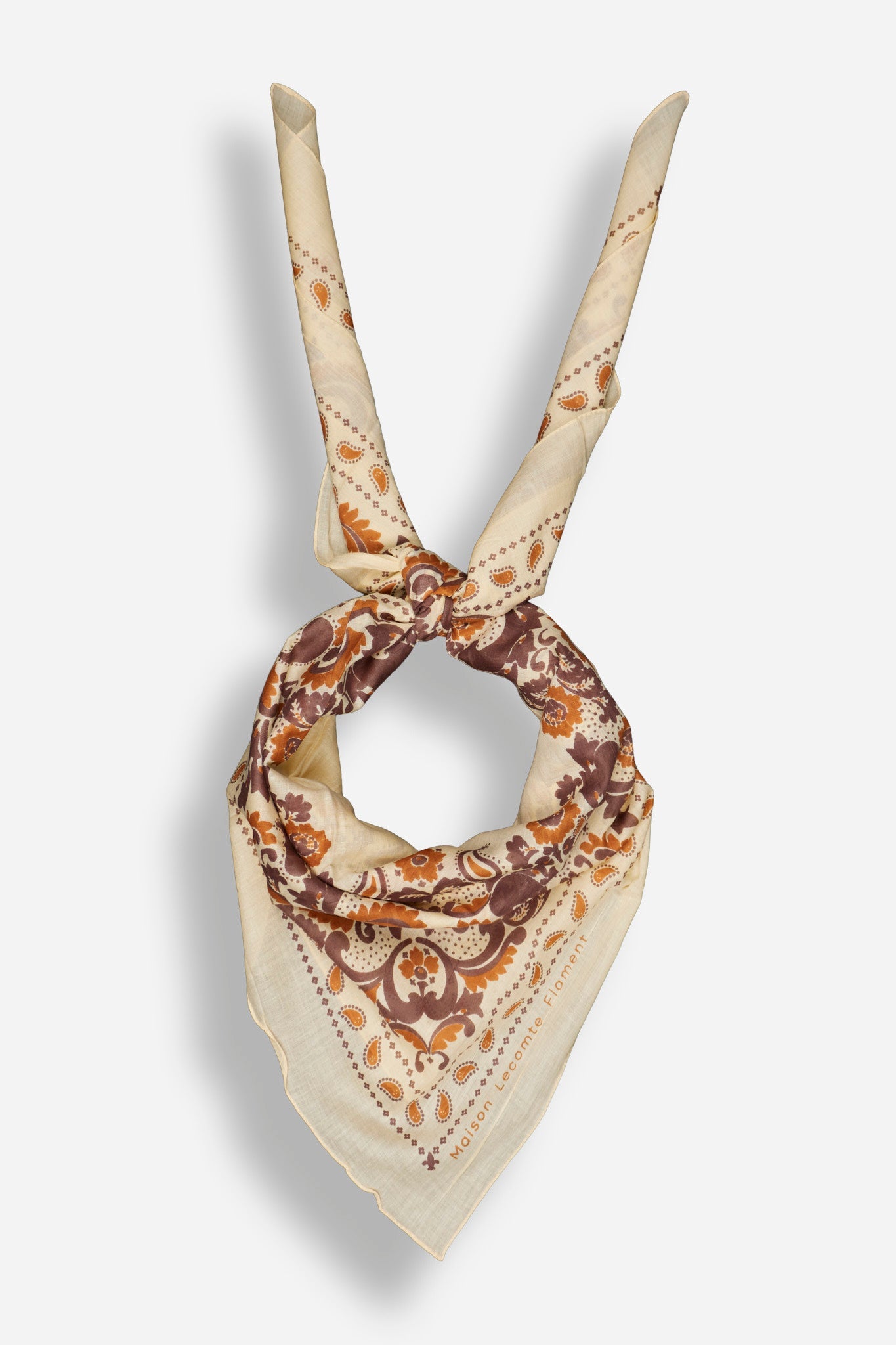 Bandana Flowers Beige cotton