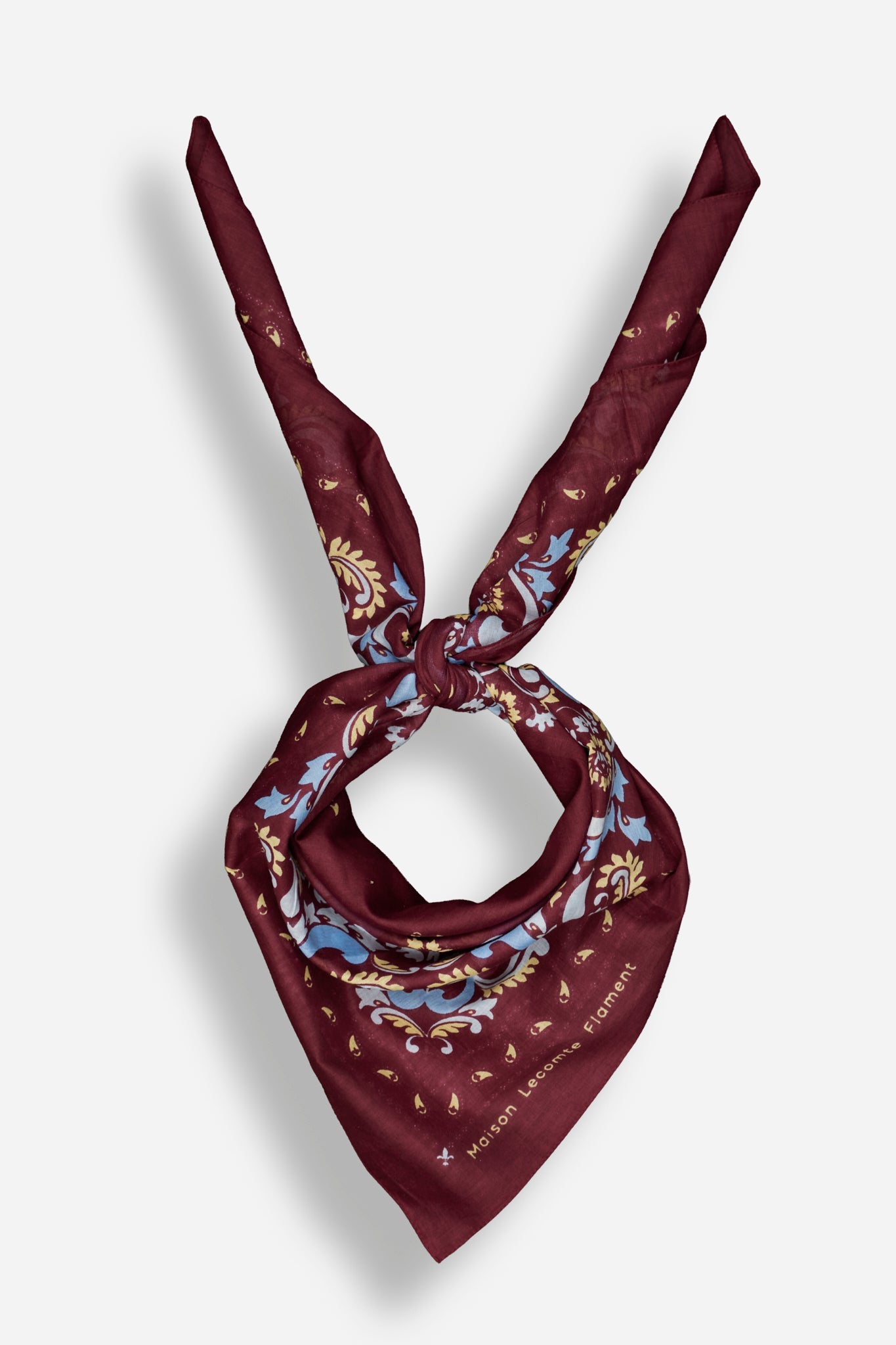 Bandana Flowers Burgundy cotton