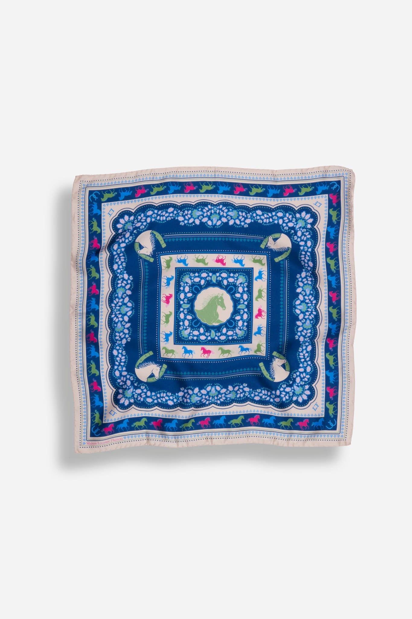 Small Equestrian Navy Silk