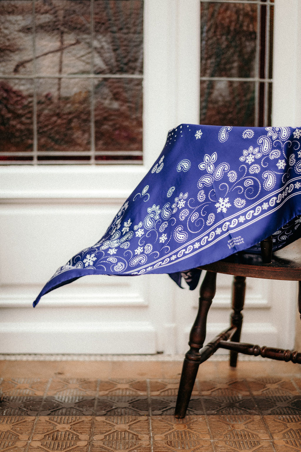 Bandana Flocon Navy Silk
