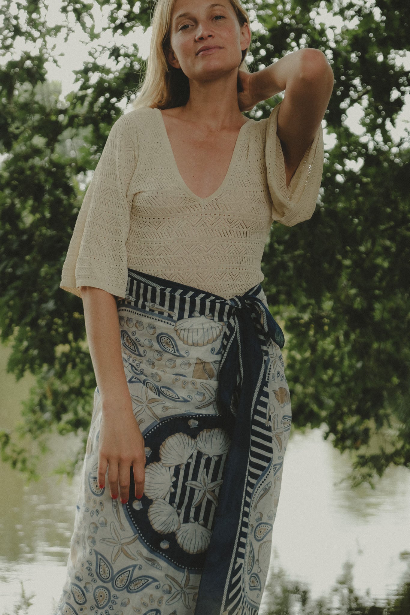 Large Bretagne Navy Sarong