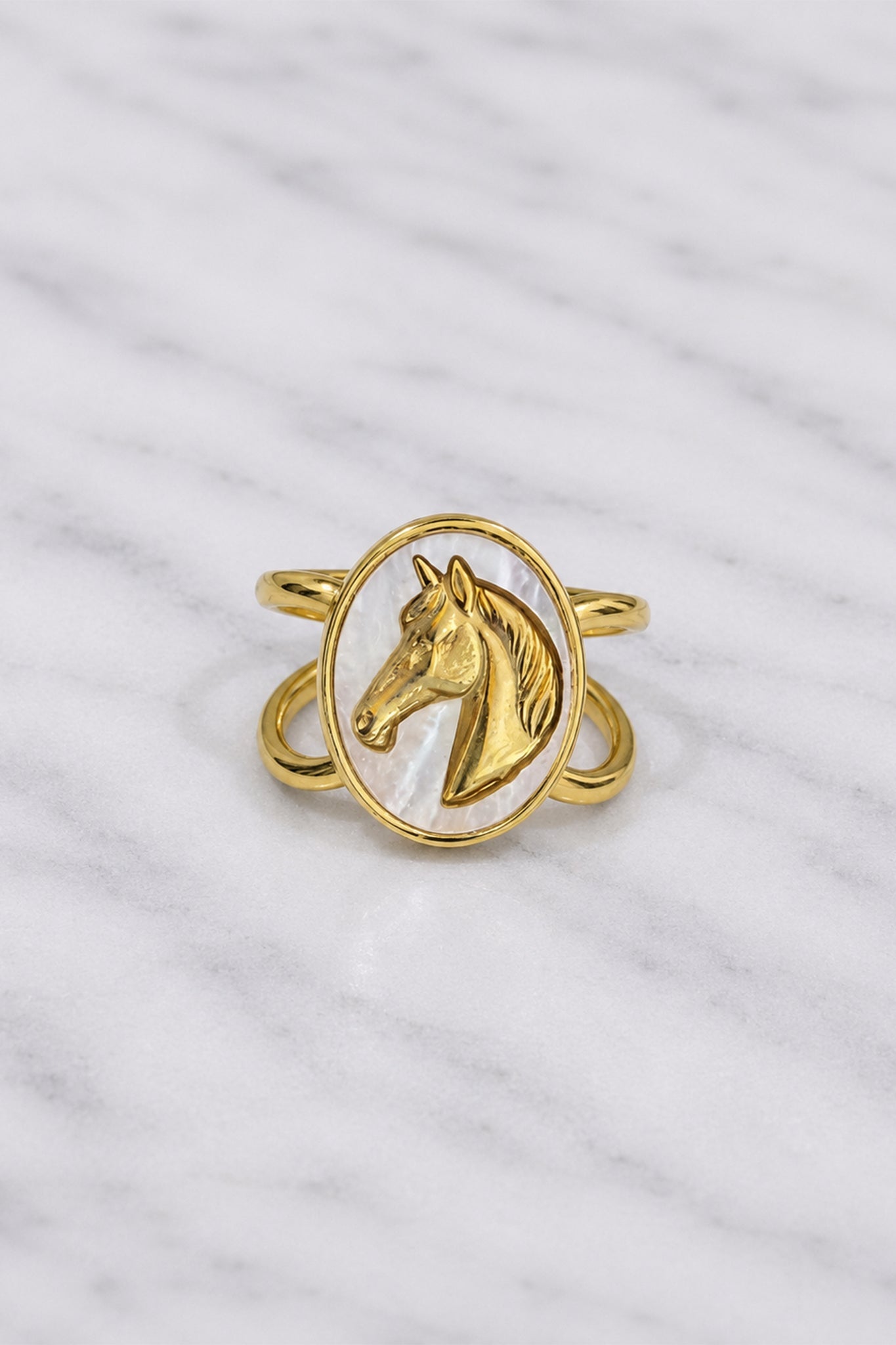 Gold Horse Head Ring