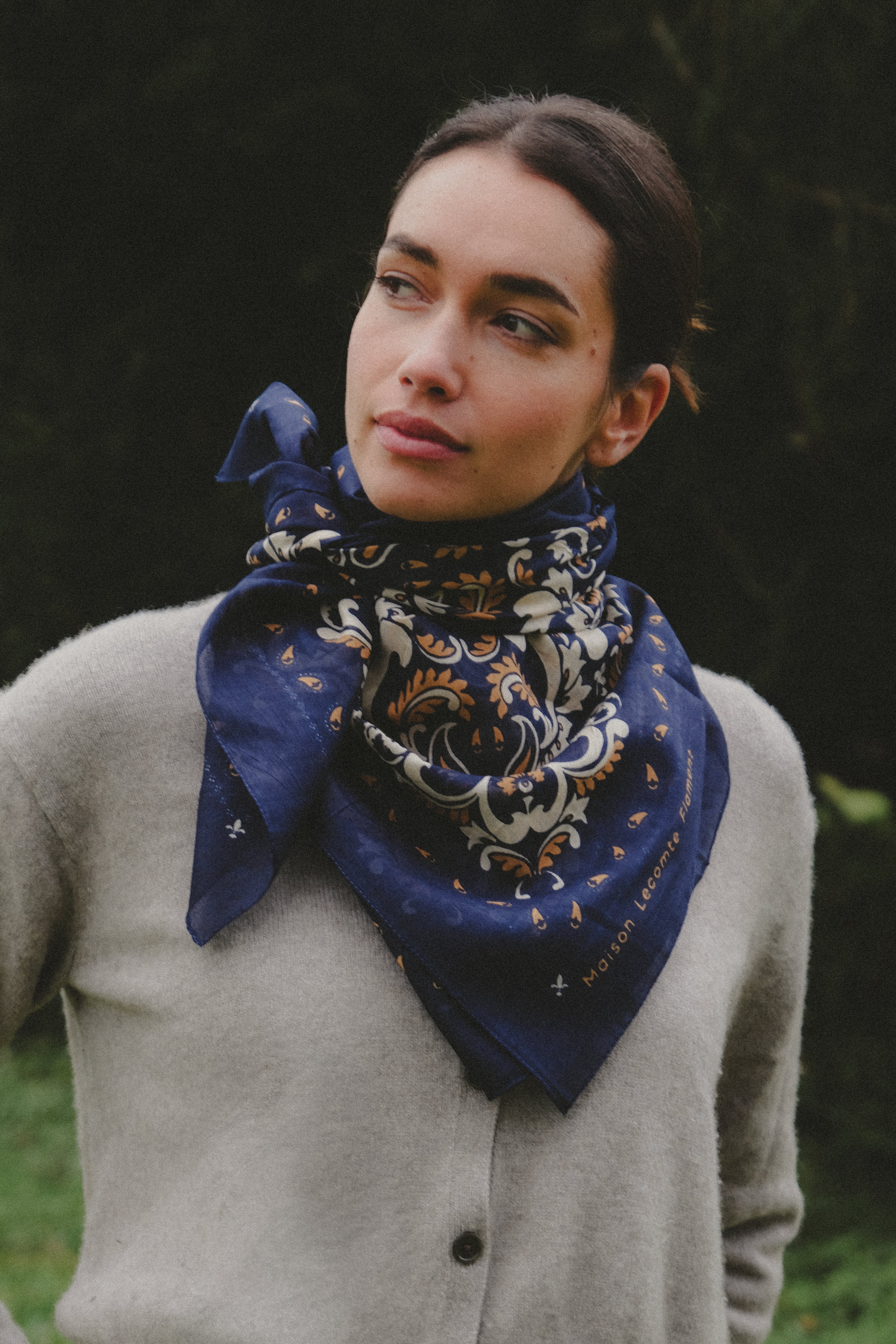 Bandana Flowers Navy cotton