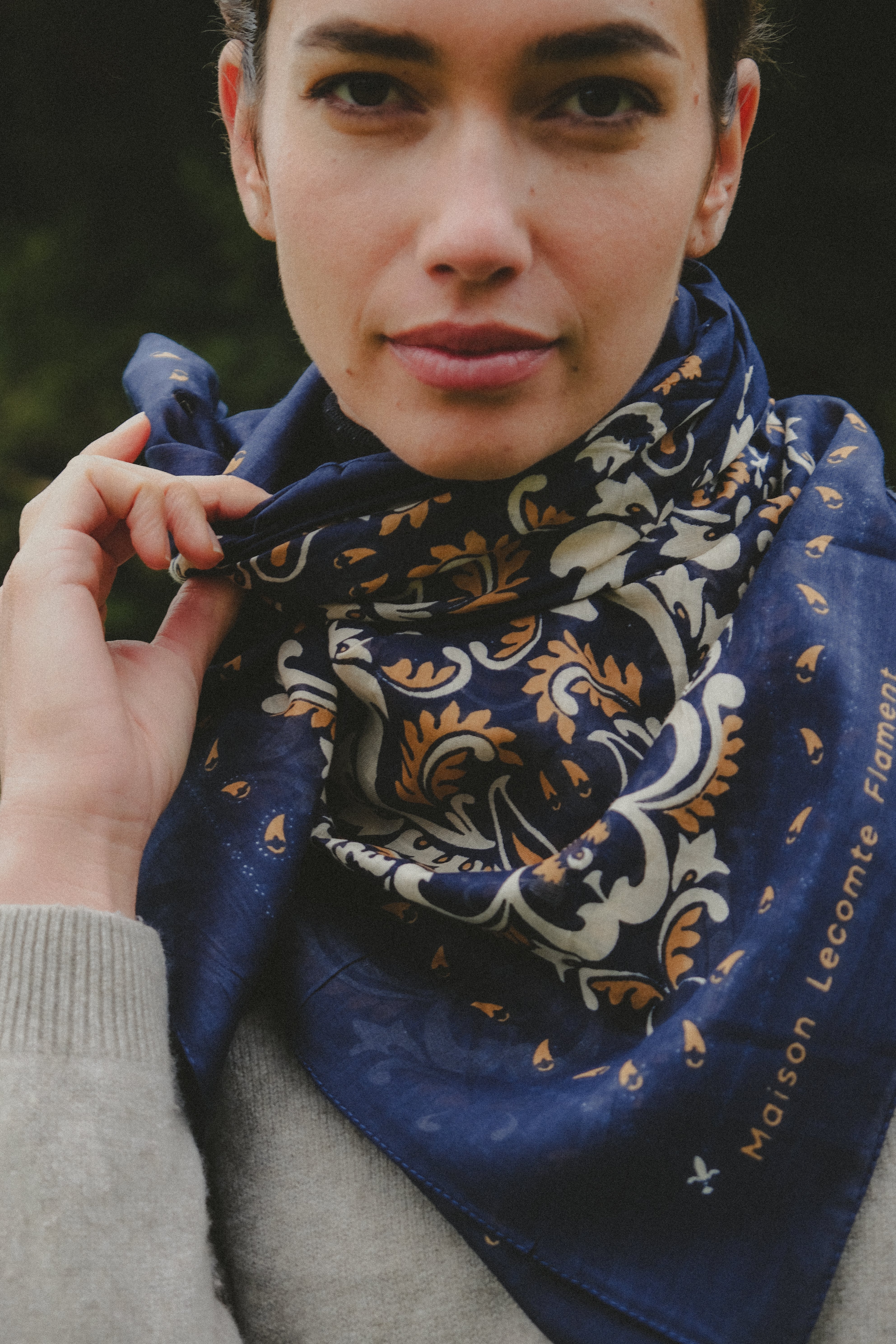 Bandana Flowers Navy cotton