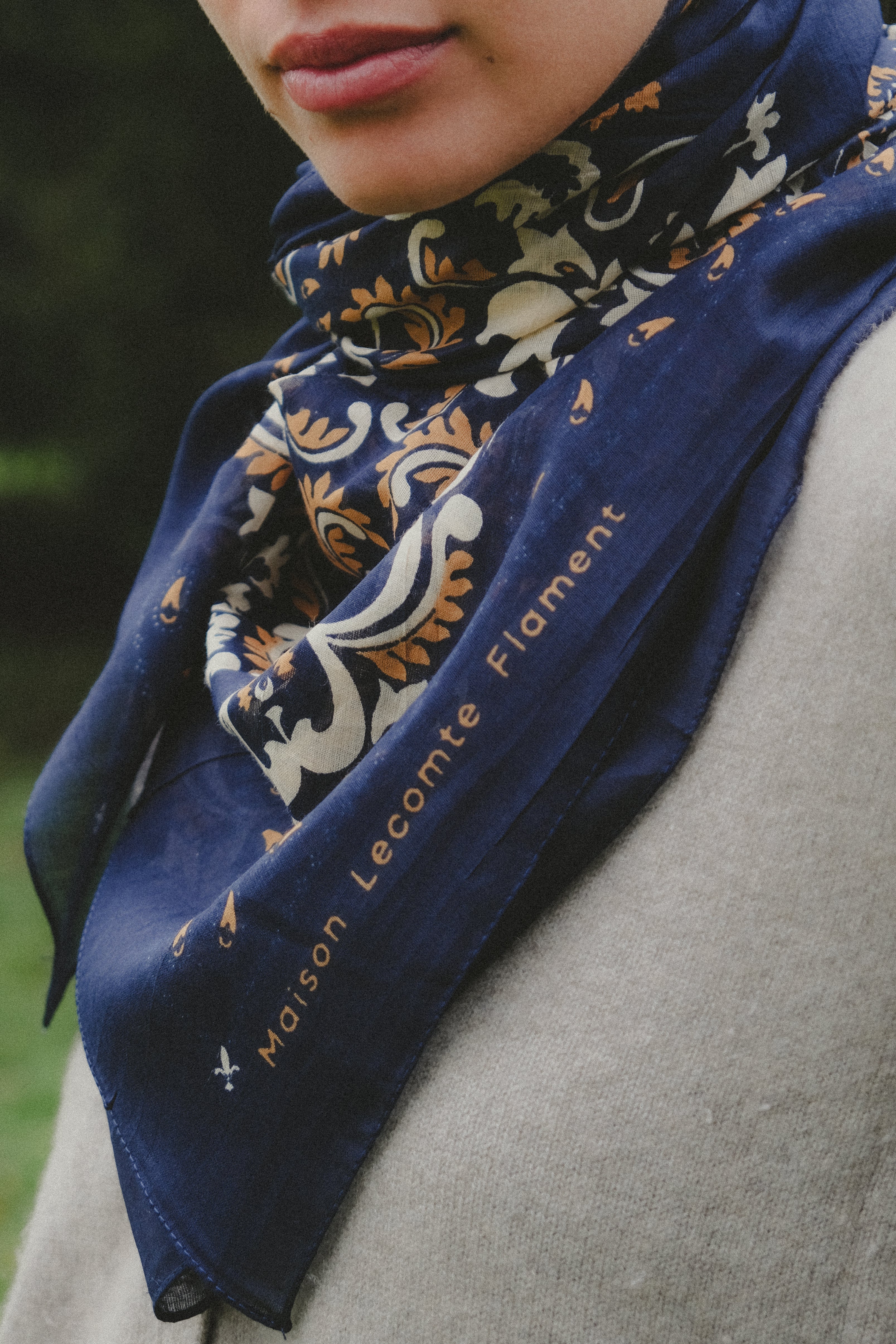 Bandana Flowers Navy cotton