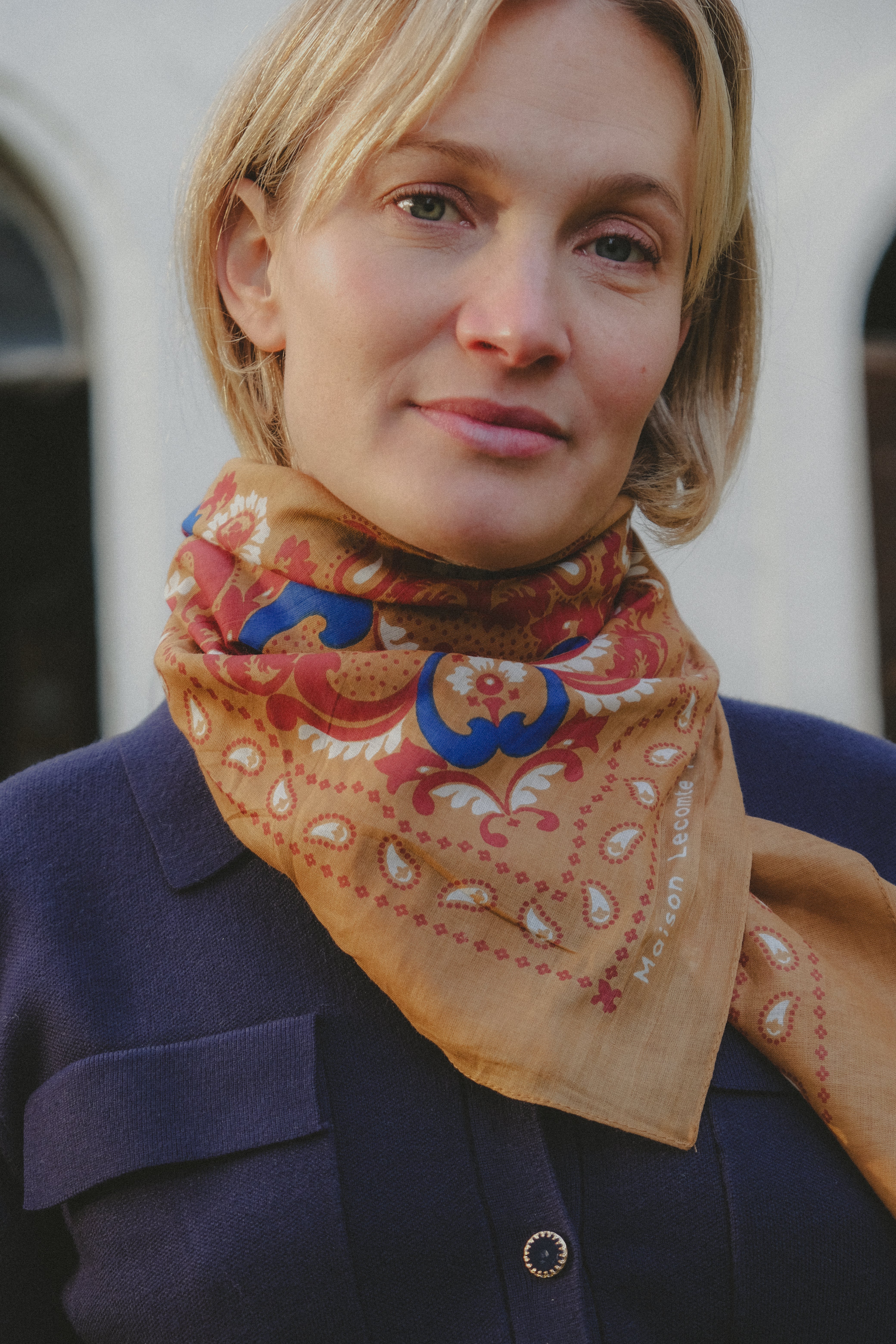 Bandana Flowers Camel cotton