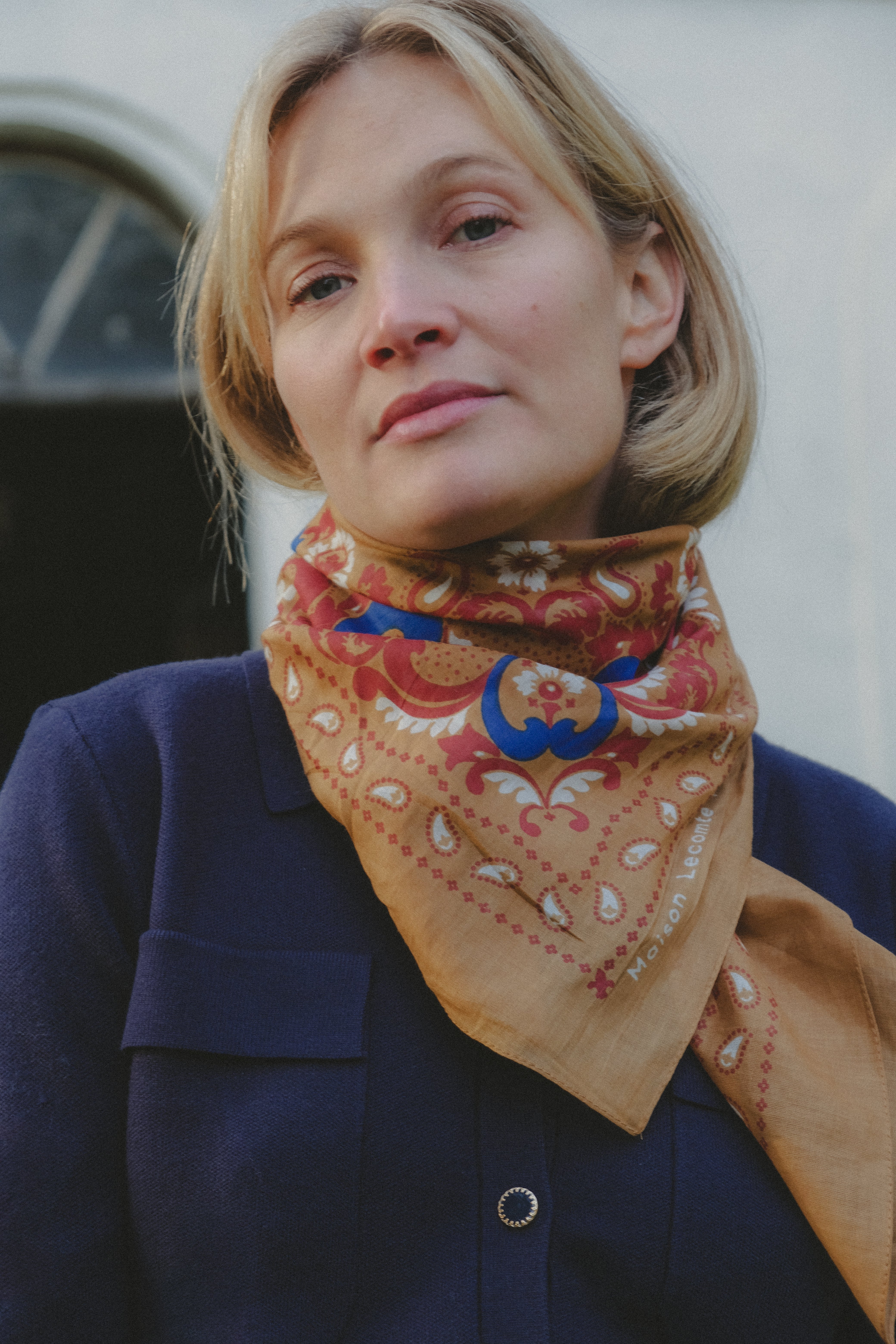 Bandana Flowers Camel cotton