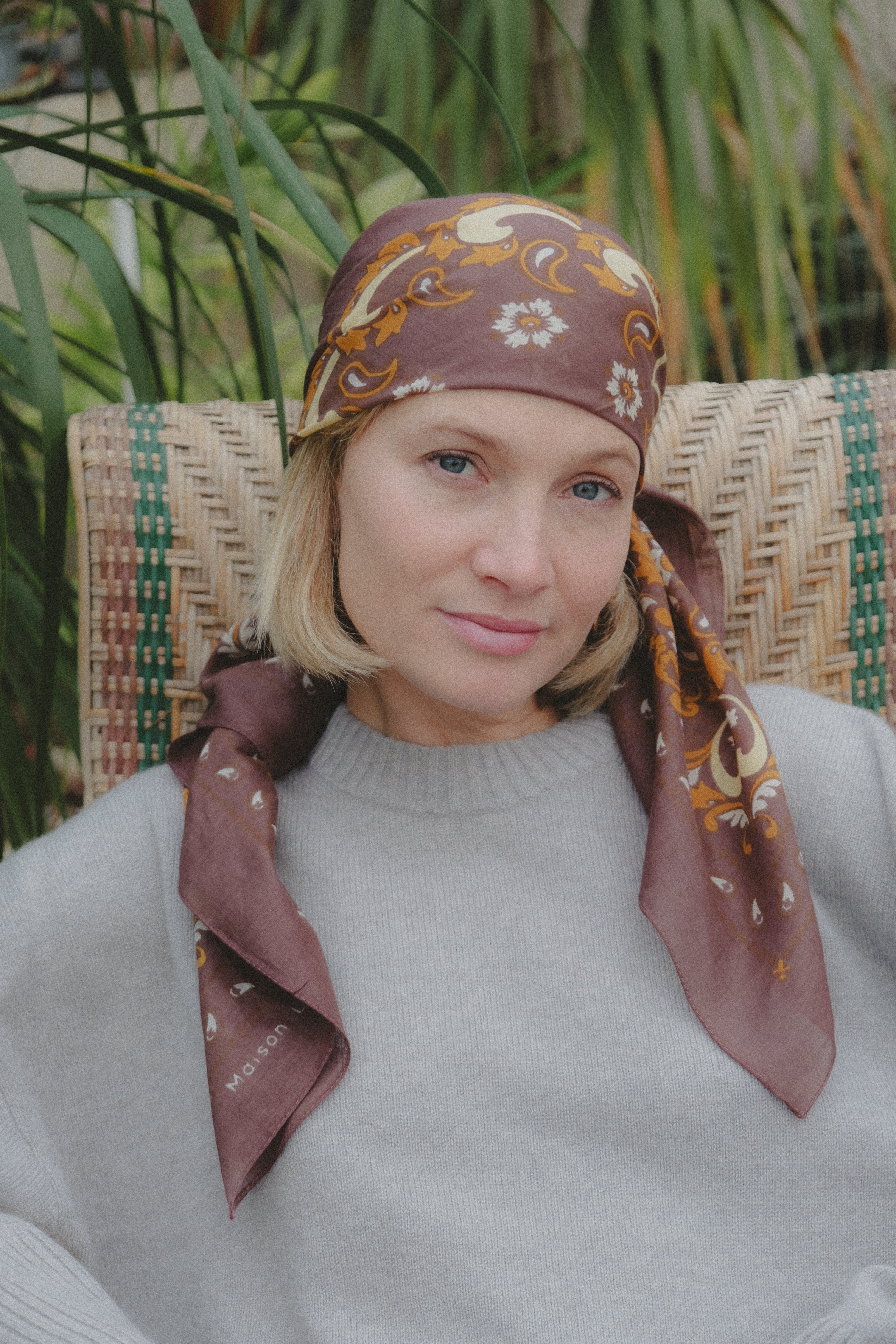 Bandana Flowers Chocolate cotton