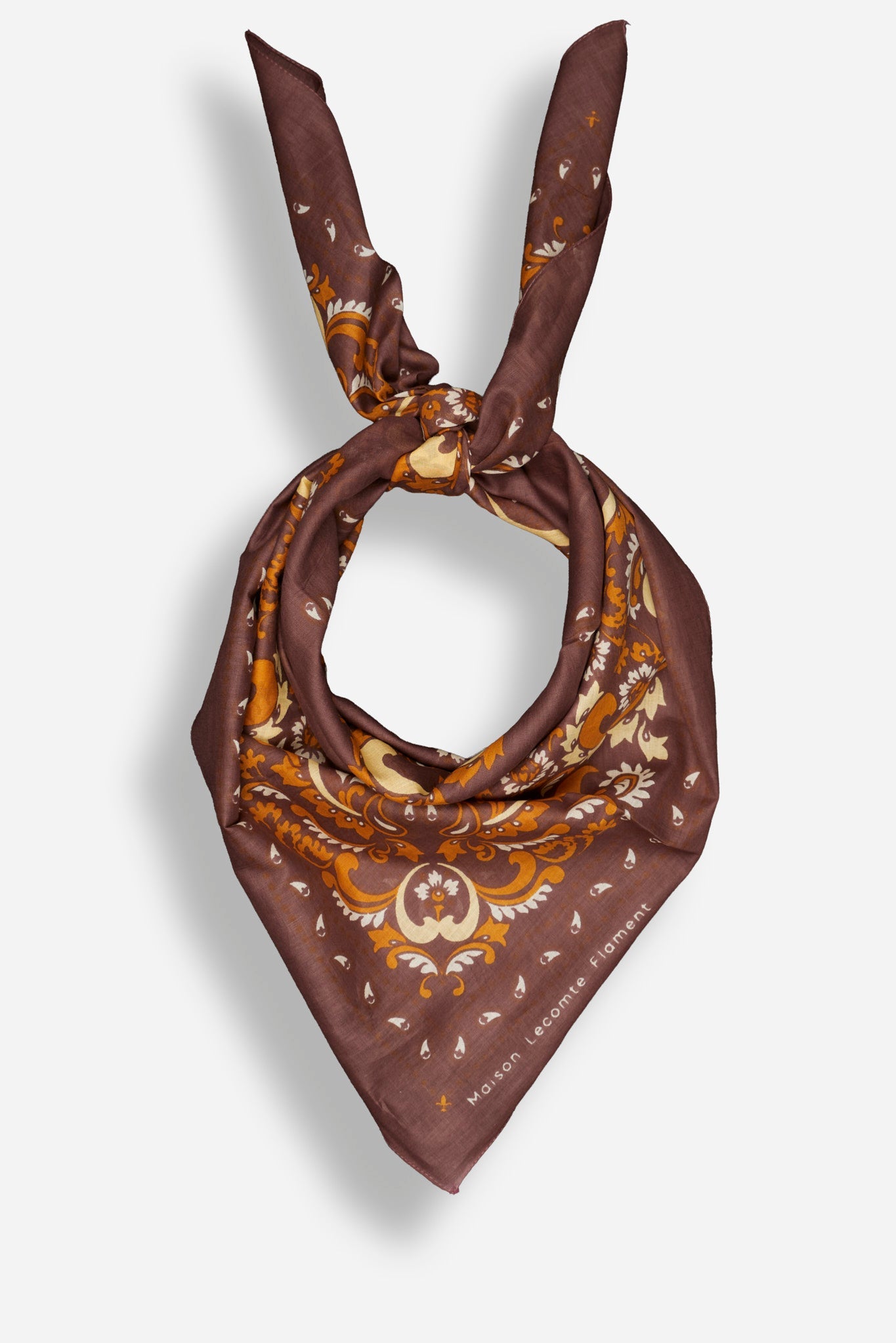 Bandana Flowers Chocolate cotton
