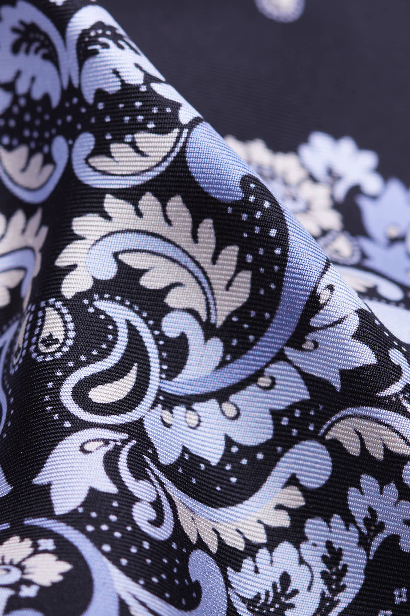Small Bandana Flowers Black Silk