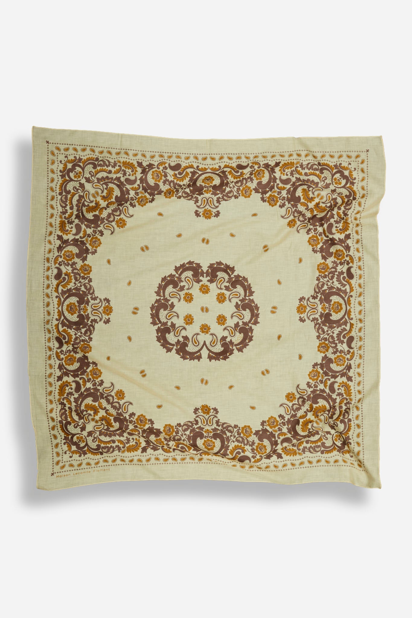 Bandana Flowers Beige cotton