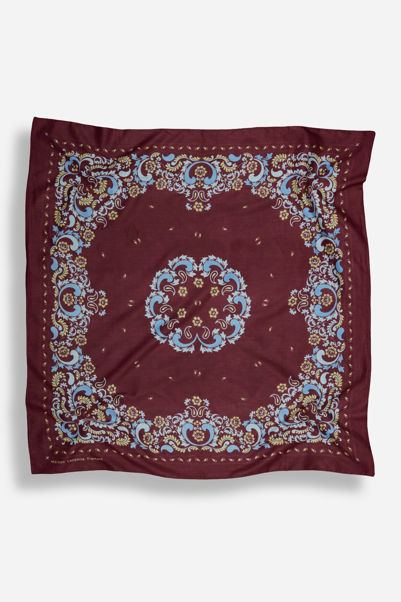 Bandana Flowers Burgundy cotton