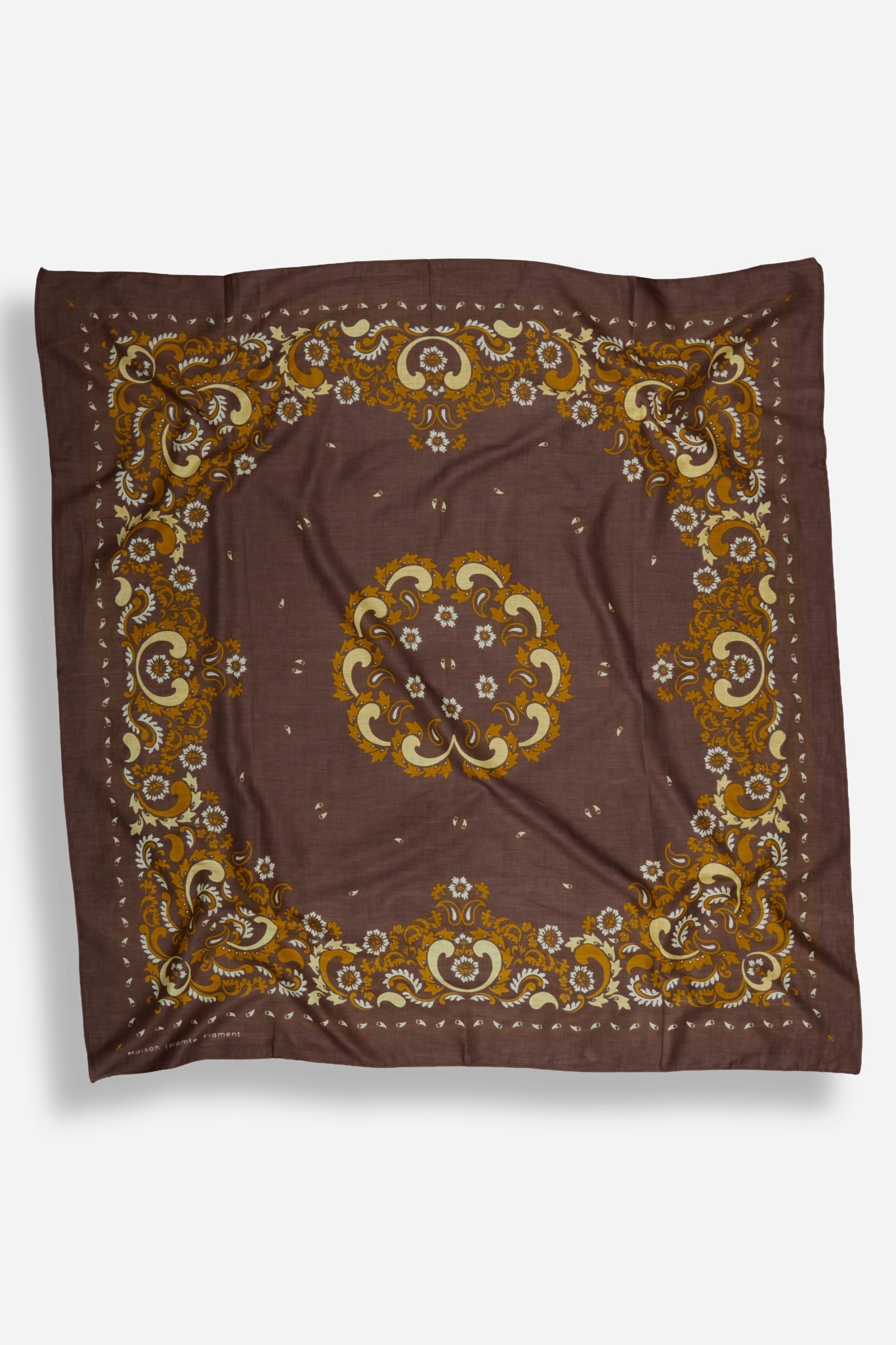 Bandana Flowers Chocolate cotton