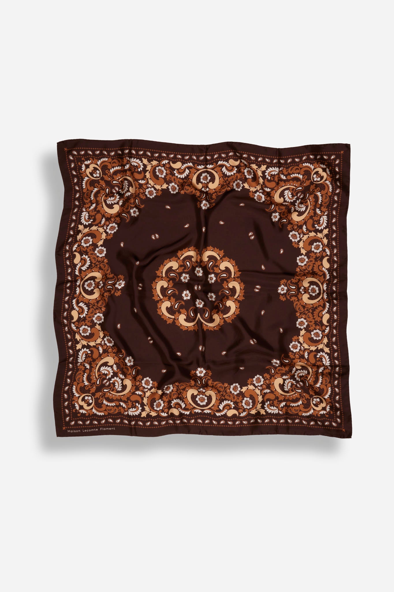 Bandana Flowers Chocolate Silk