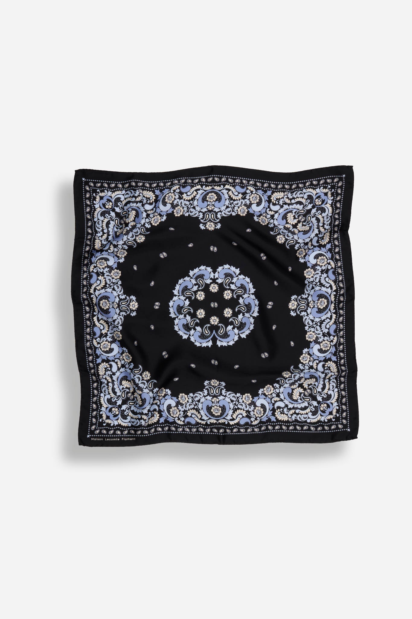 Bandana Flowers Black Silk