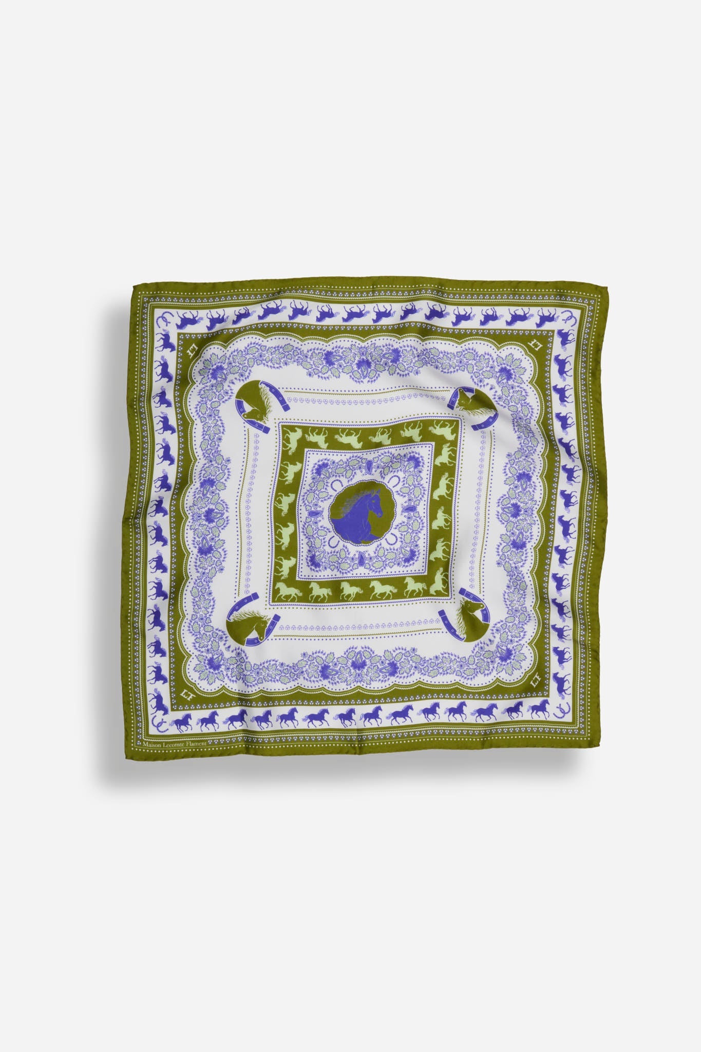 Small Equestrian Olive Silk