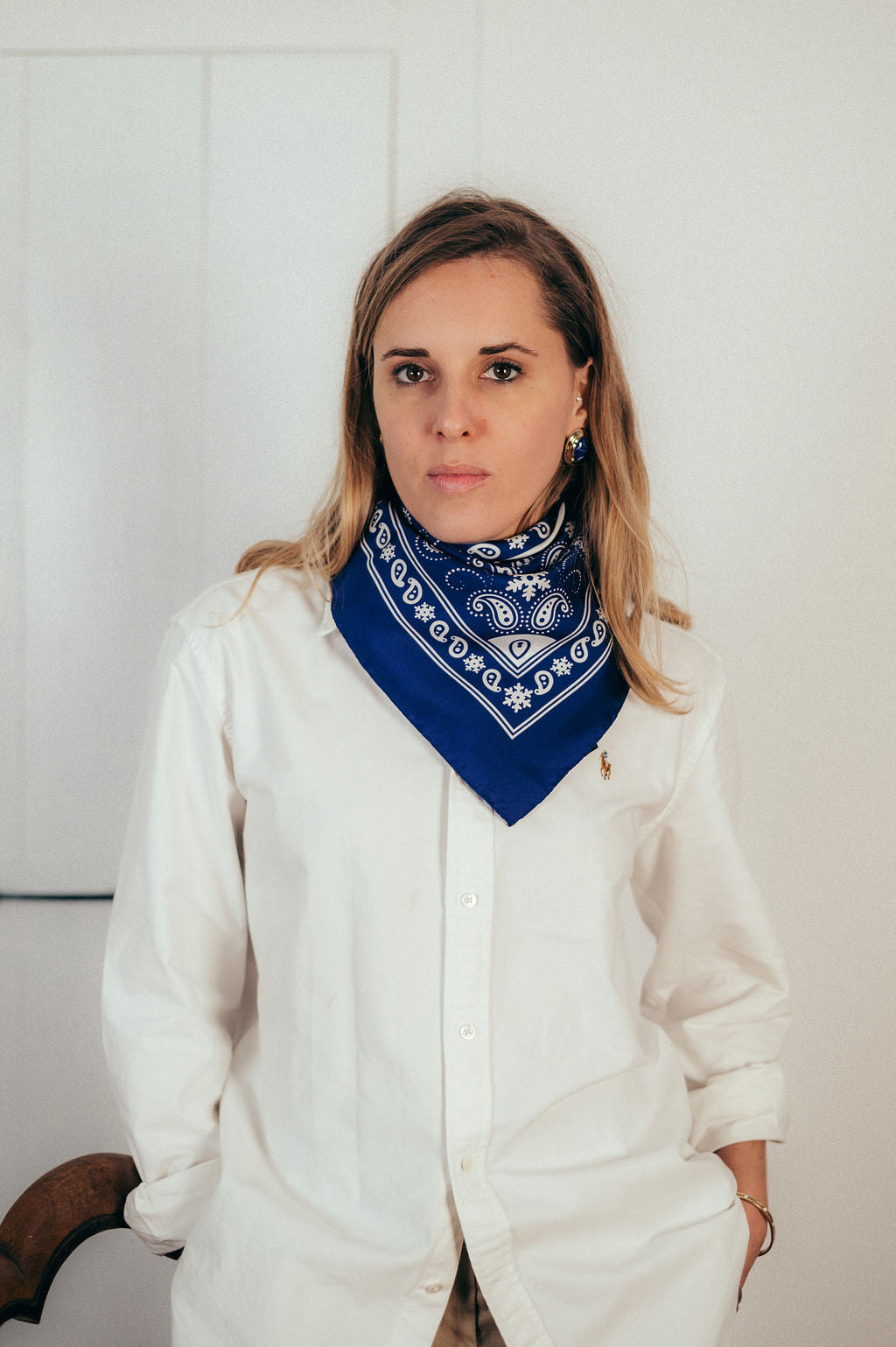 Bandana Flocon Navy Silk