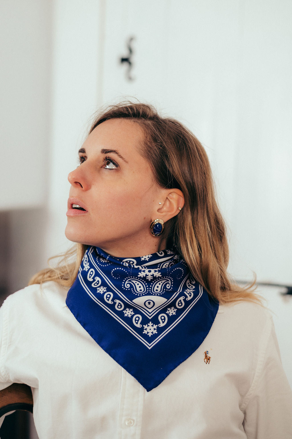 Bandana Flocon Navy Silk