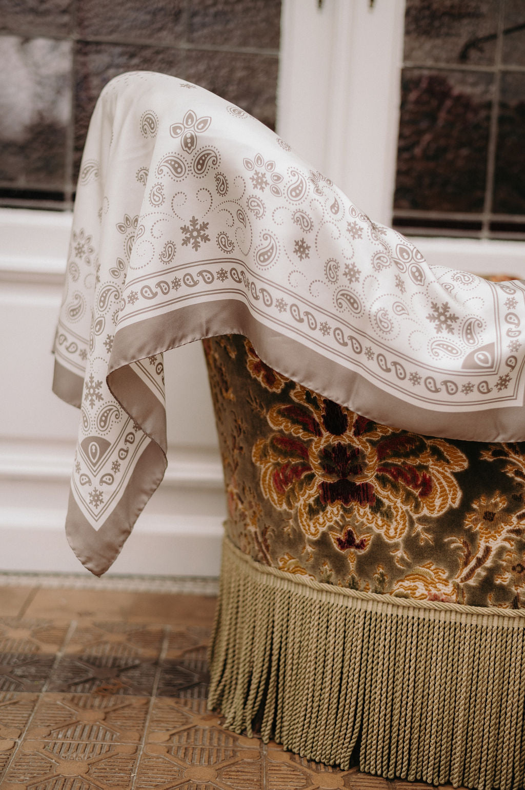 Bandana Flocon Taupe Silk