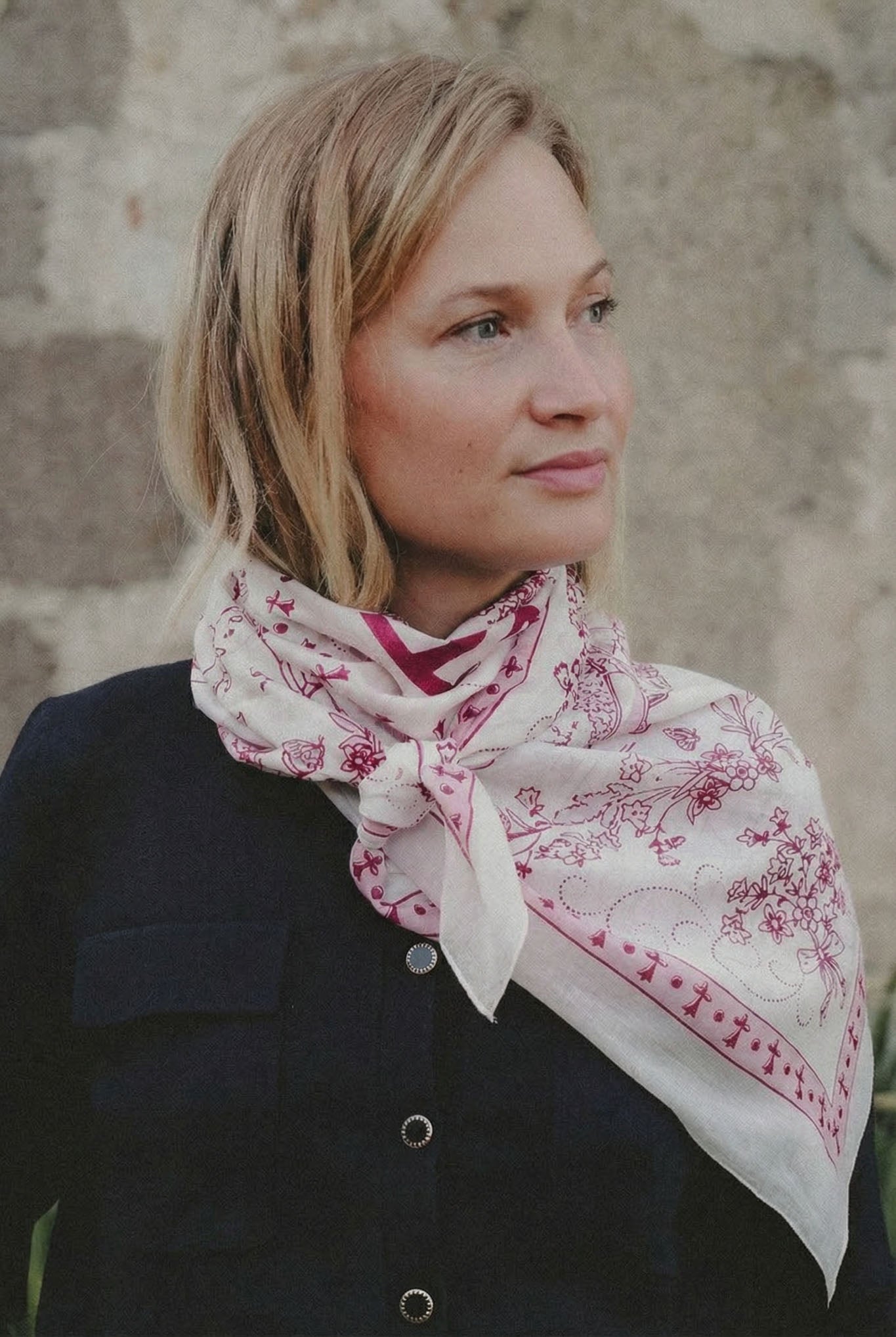 Toile de Jouy Raspberry cotton
